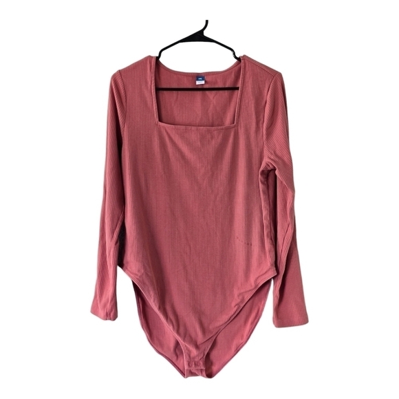 Old Navy Bodysuit Sz Xxl Plus Women Long Sleeve Orange Top Strecthy - Picture 1 of 9